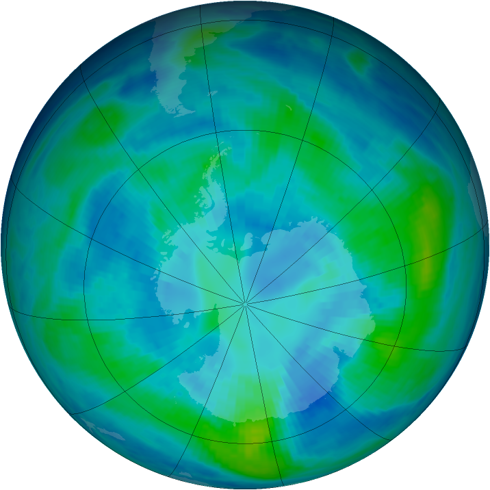 Antarctic ozone map for 07 April 1998
